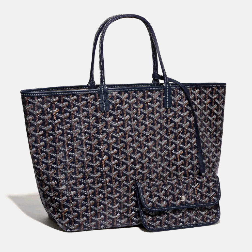 luxury-women-goyard-new-handbags-p1106506-002 Goyard Navy Blue Goyardine Coated Canvas and Leather Saint Louis PM Tote Bag