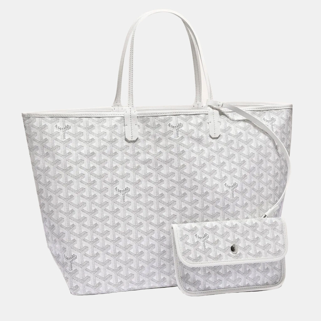 luxury-women-goyard-new-handbags-p1121516-001 Goyard White Goyardine Coated Canvas and Leather Saint Louis PM Tote Bag