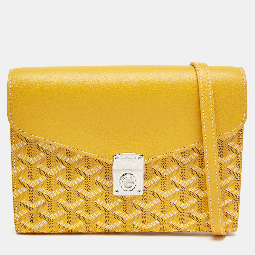 luxury-women-goyard-new-handbags-p1161209-009 Goyard Yellow Goyardine Coated Canvas and Leather Chypre Wallet-Pouch