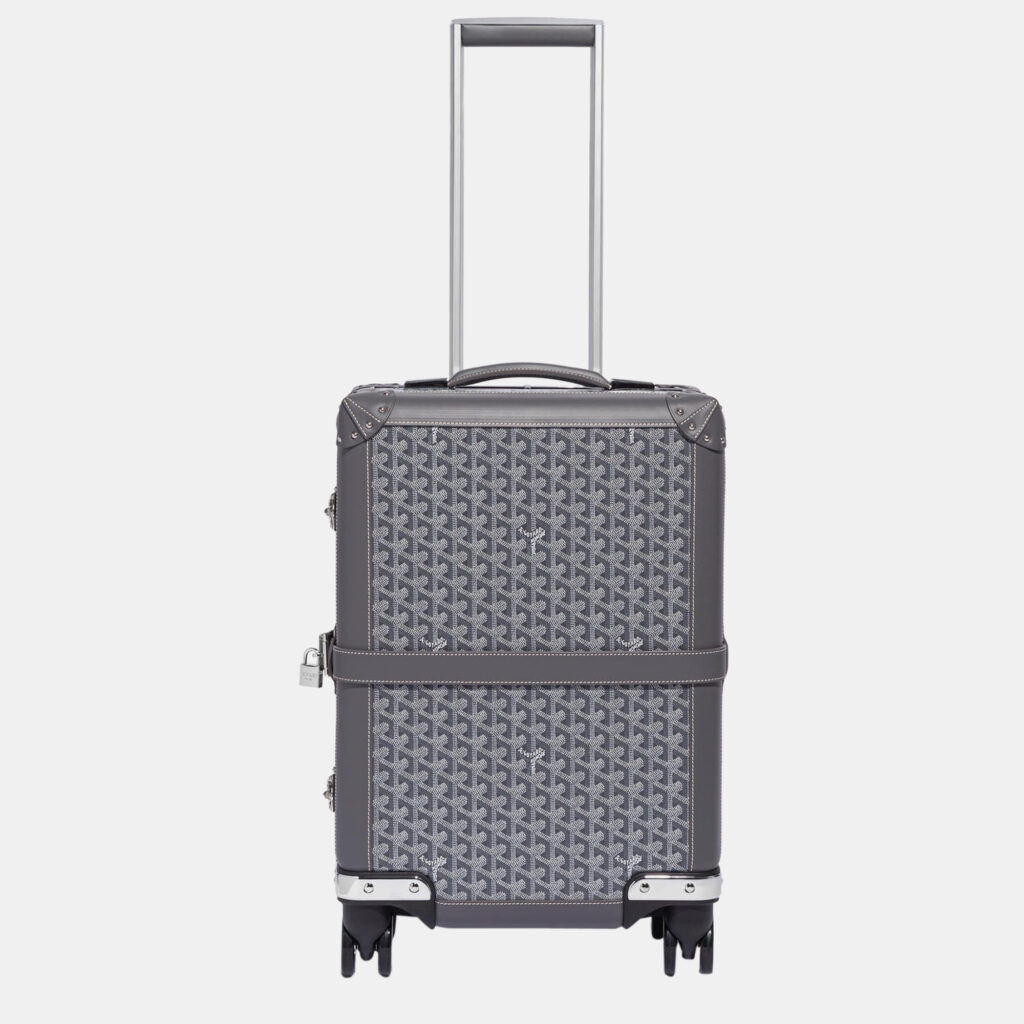 luxury-women-goyard-new-handbags-p865323-002 Goyard Grey Goyardine Canvas & Clamecy Cowhide Bourget PM Trolley Case