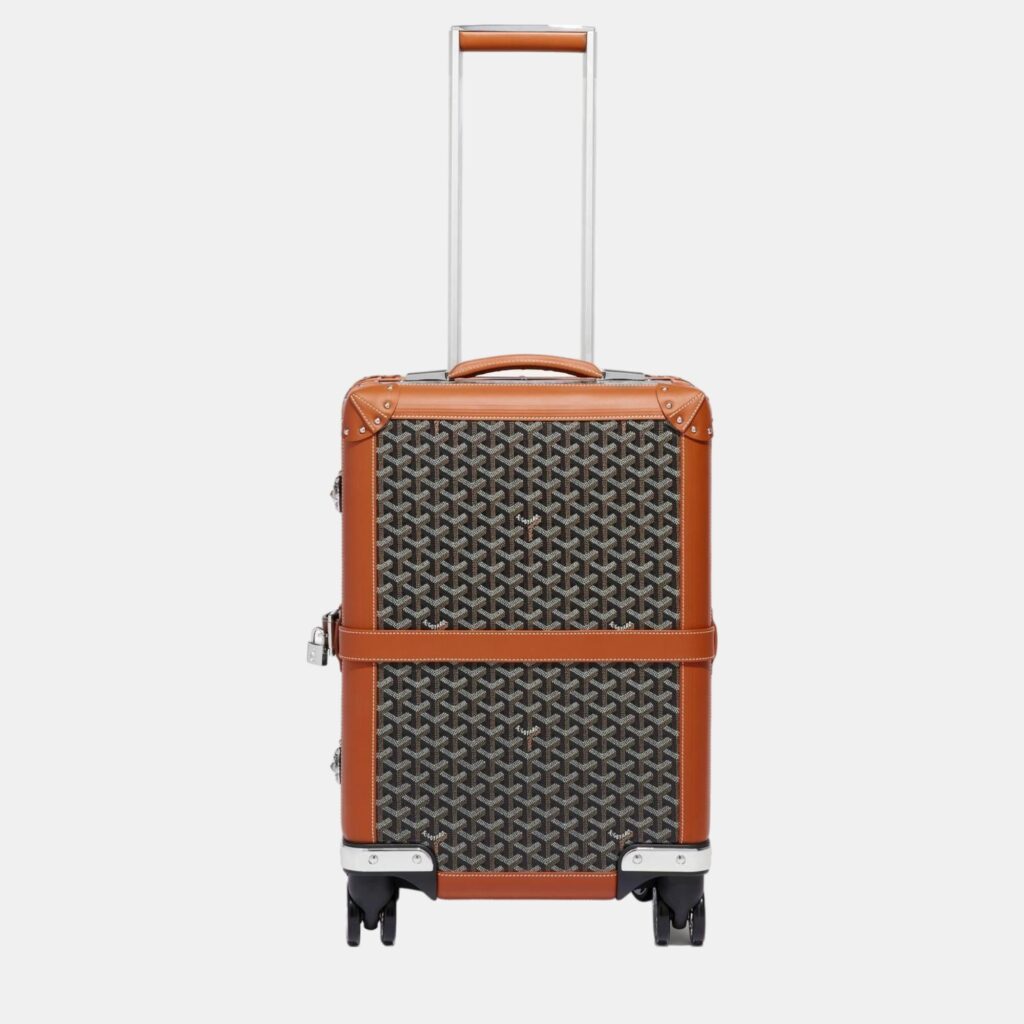 luxury-women-goyard-new-handbags-p929742-003 Goyard Black/Tan Goyardine Canvas & Clamecy Cowhide Bourget PM Trolley Case