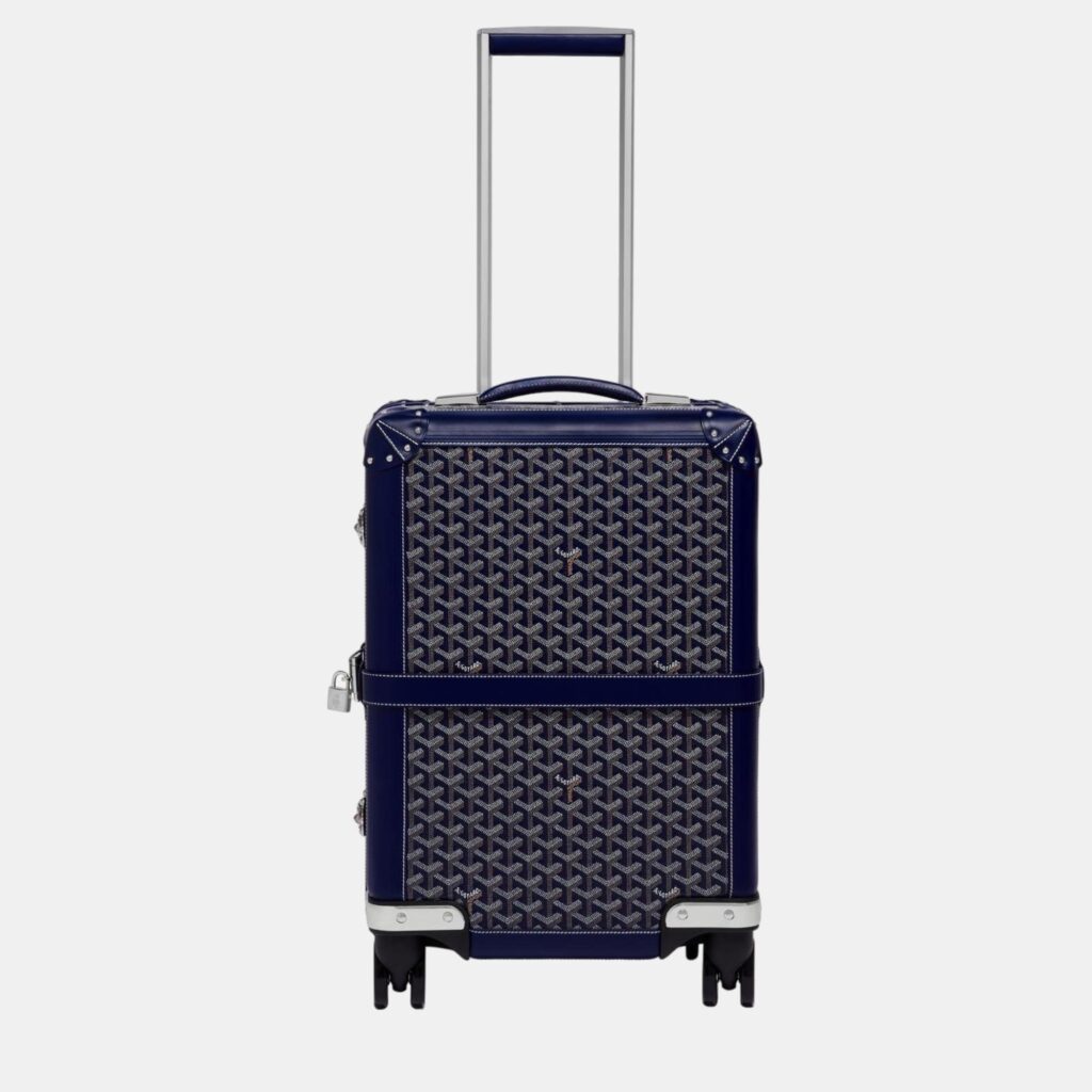 luxury-women-goyard-new-handbags-p929744-003 Goyard Navy Blue Goyardine Canvas & Clamecy Cowhide Bourget PM Trolley Case