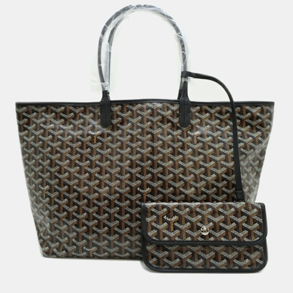 luxury-women-goyard-used-handbags-p1099825-002 Goyard Black Leather Saint Louis PM Tote Bag