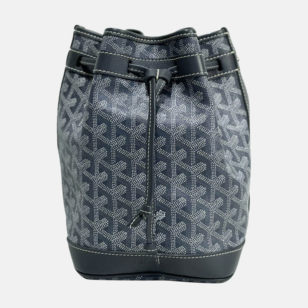 luxury-women-goyard-used-handbags-p1100439-003 Goyard Grey Goyardine Petit Flot PM Bucket Bag