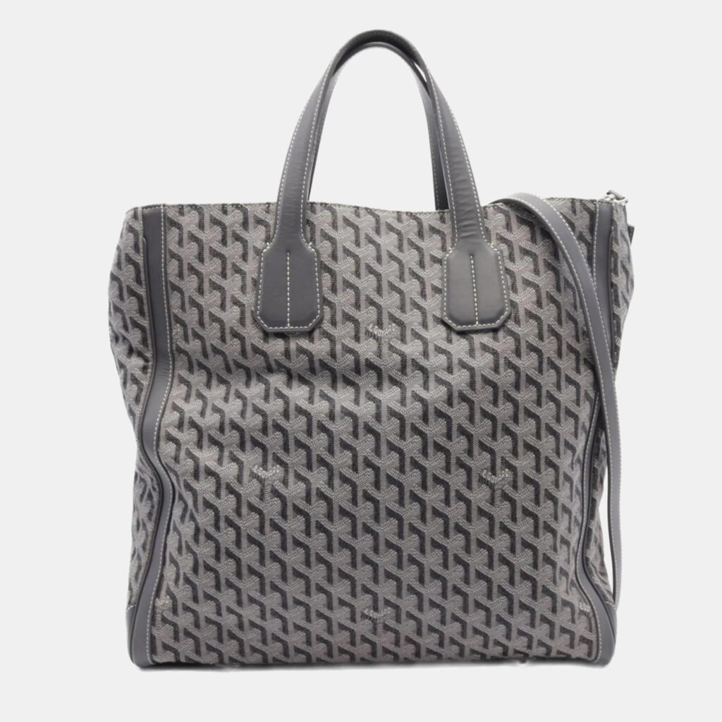luxury-women-goyard-used-handbags-p1128552-001 Goyard Grey Canvas and Leather Sac Voltaire Tote Bag