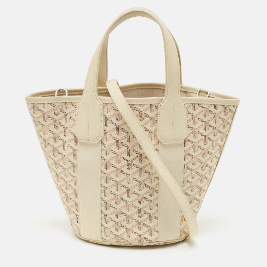 luxury-women-goyard-used-handbags-p1132863-014 Goyard Light Beige Goyardine Coated Canvas Belharra PM Tote
