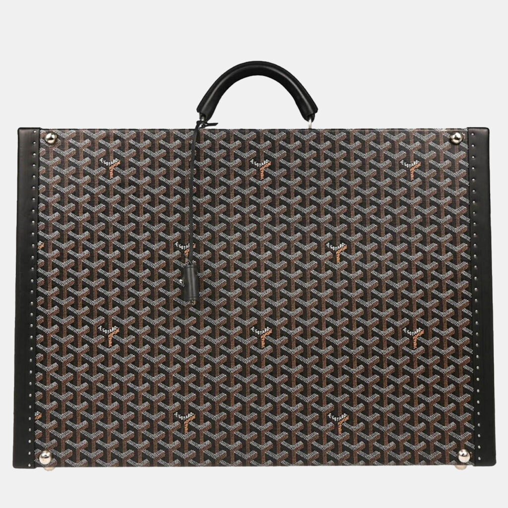 luxury-women-goyard-used-handbags-p1136413-003 Goyard Black Leather Trunk Luggage Suitcase