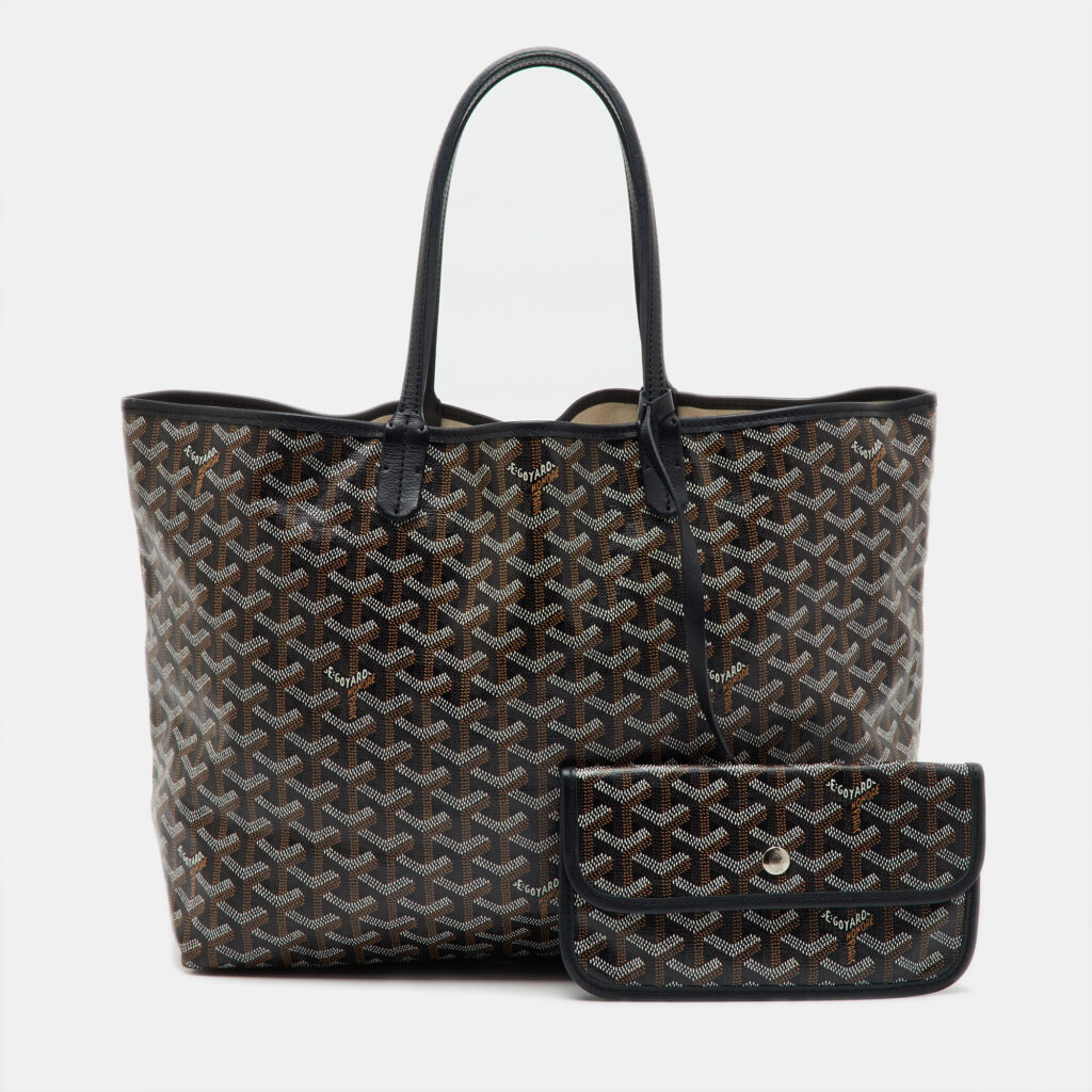 luxury-women-goyard-used-handbags-p1145969-017 Goyard Black Goyardine Coated Canvas and Leather Saint Louis PM Tote