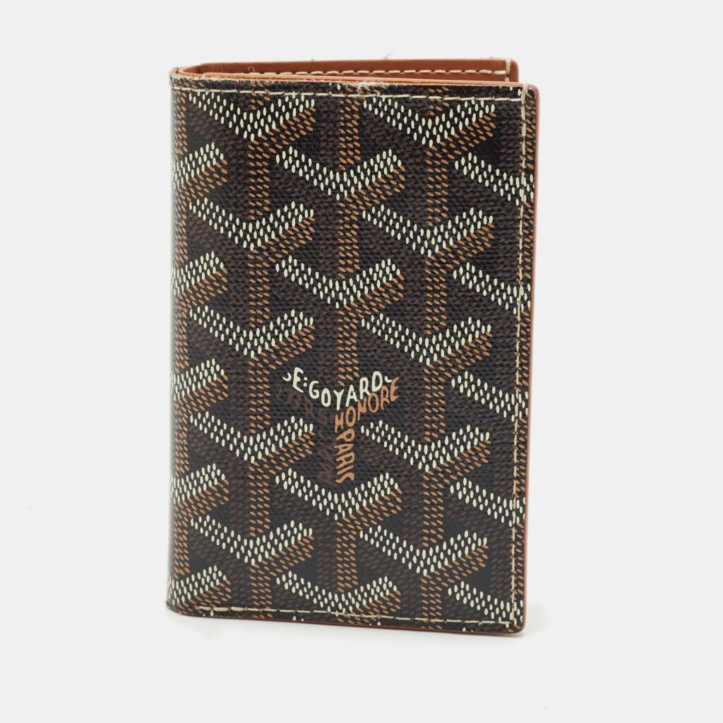 luxury-women-goyard-used-handbags-p1149119-005 Goyard Brown Goyardine Coated Canvas Saint Pierre Card Holder