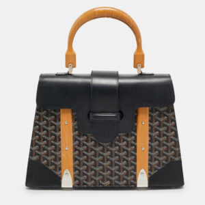 Goyard Black Goyardine Coated Canvas and Leather Saigon MM Top Handle Bag