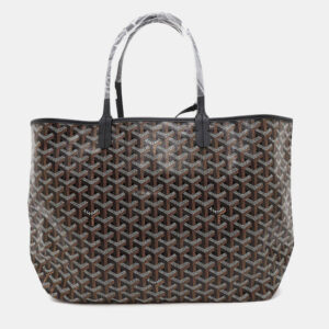 Goyard Saint Louis PM Black PVC Coated Canvas Leather Tote Bag