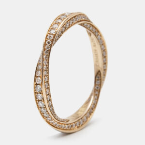 Graff Sprial Pave Diamond 18k Rose Gold Ring Size 49