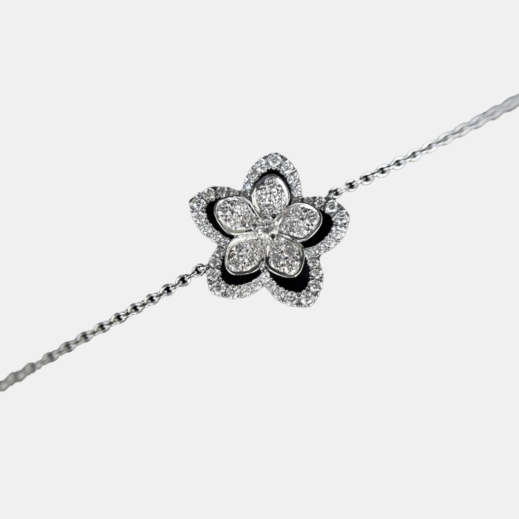 luxury-women-graff-used-fine-jewelry-p1143621-003 Graff 18K White Gold Diamond Wild Flower Floral Bracelet