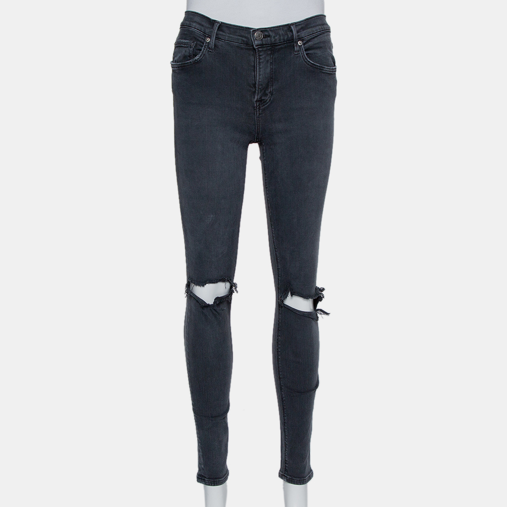 luxury-women-grlfrnd-used-clothes-p430637-009 Grlfrnd Grey Denim Distressed Skinny Candice Jeans M