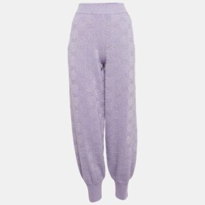 Gucci Light Purple GG Monogram Lurex Knit Sweatpants M