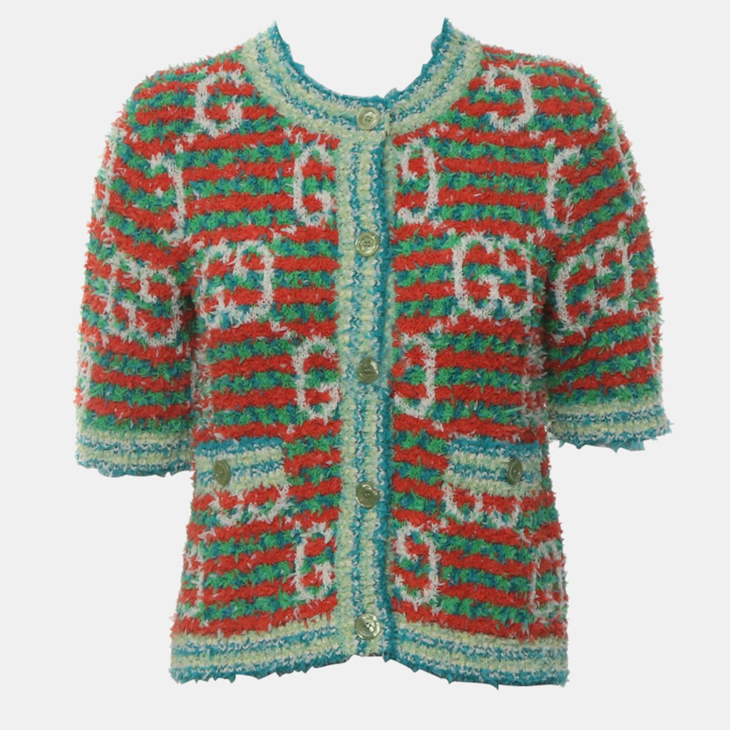 luxury-women-gucci-new-clothes-p1090535-003 Gucci Multicolor Cotton, Polyamide Maxi Gg Knit Cardigan S