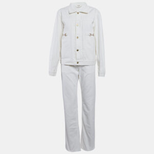 gucci white denim jacket and jeans set l waist 34"
