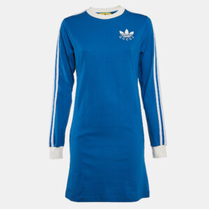 Gucci x Adidas Blue Striped Jersey T-Shirt Dress XS