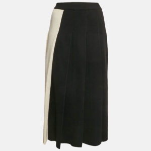 gucci black/white wool knit pleated two-toned midi skirt xl