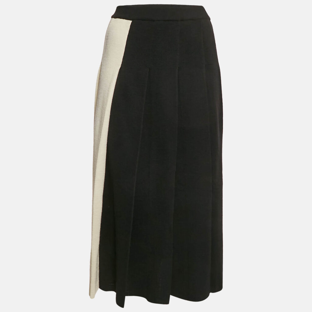 luxury-women-gucci-new-clothes-p1121746-001.jpg Gucci Black/White Wool Knit Pleated Two-Toned Midi Skirt XL