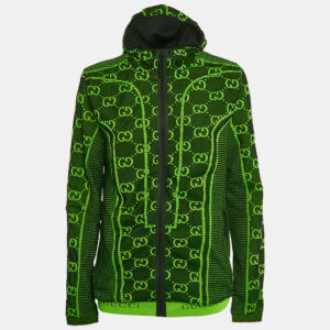 gucci green gg tubular jersey zip-up jacket l