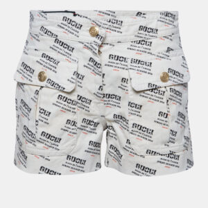gucci off-white denim logo print short s waist 26"