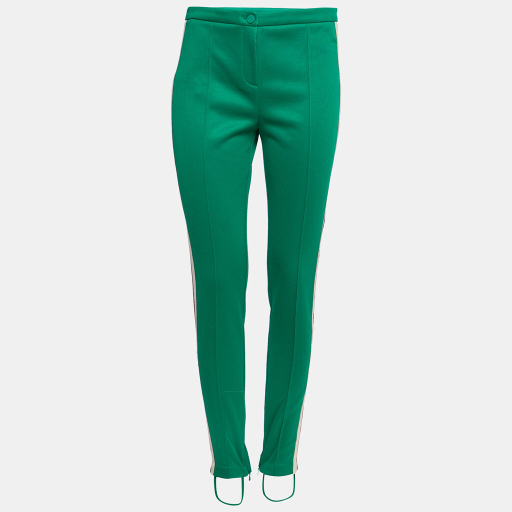 luxury-women-gucci-new-clothes-p641995-001-2 Gucci Green Technical Jersey Web Stripe Logo Trimmed Leggings M