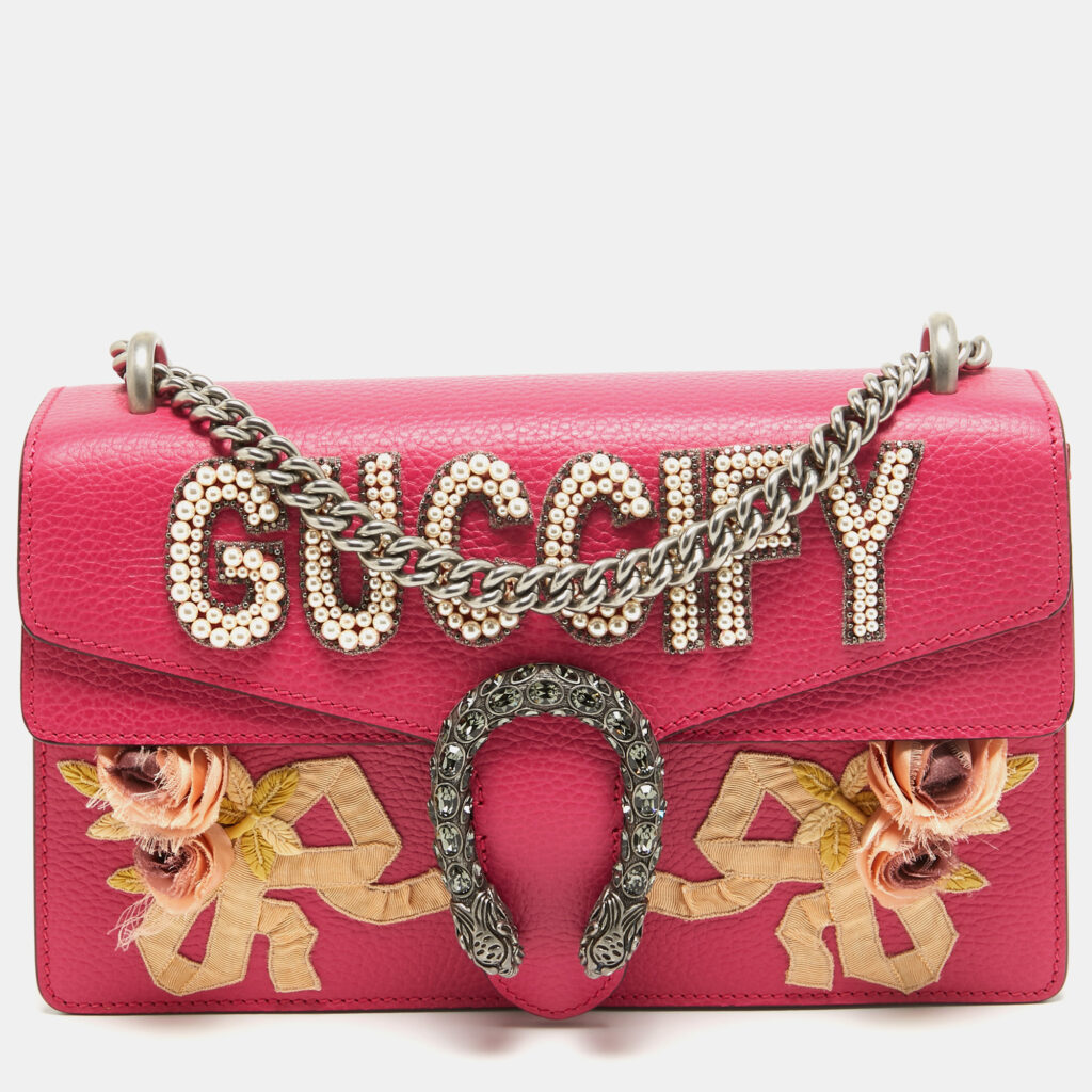 luxury-women-gucci-new-handbags-p921690-014 Gucci Magenta Leather Small Guccify Pearl Embellished Dionysus Shoulder Bag
