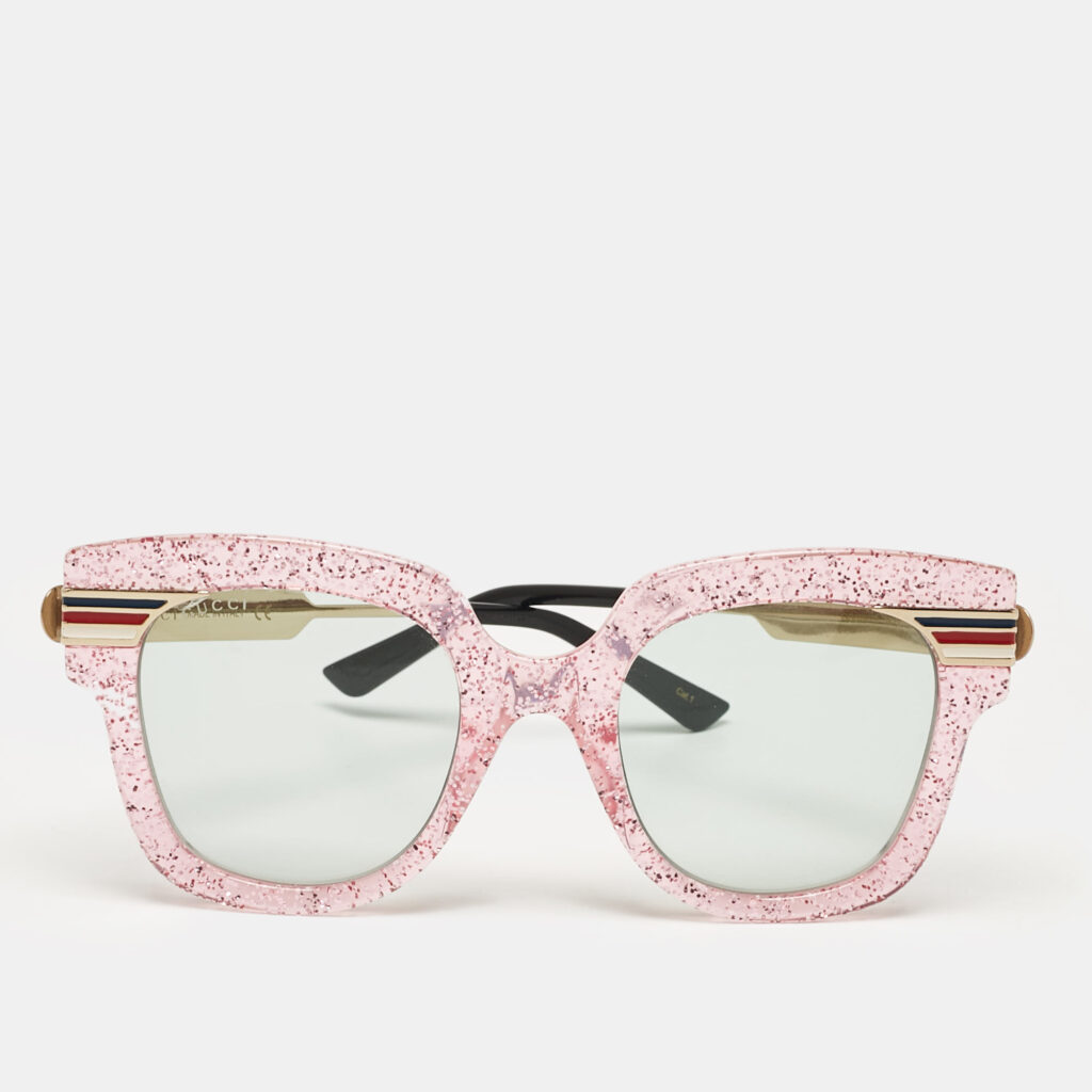 luxury-women-gucci-used-accessories-p1075972-001 Gucci Pink Glitter/Green GG0281S Oversized Sunglasses