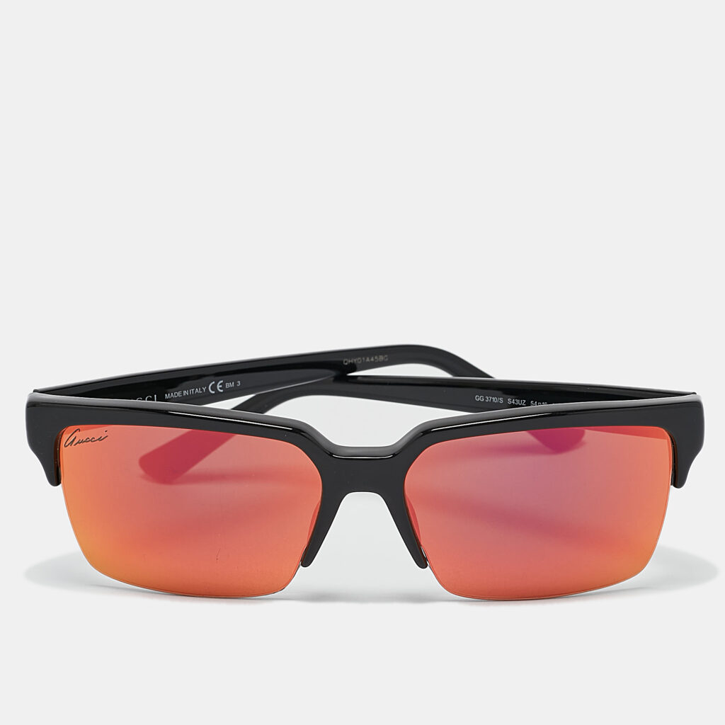 luxury-women-gucci-used-accessories-p1080612-003 Gucci Black/Green Orange Mirrored GG3710S Half Rim Sunglasses