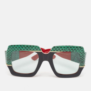 Gucci Green/Black Snakeskin GG0484S Interlocking G Oversized Sunglasses