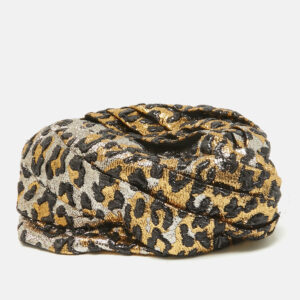 Gucci Metallic Leopard Pattern Lam&eacute; Turban Headband M