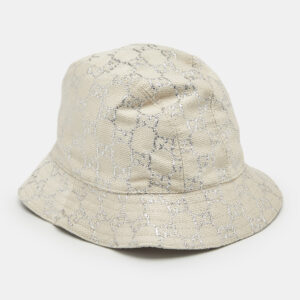 Gucci White GG Lam&eacute; Wool Bucket Hat M