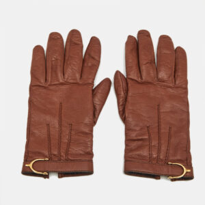 Gucci Brown Leather Gloves Size 7.5