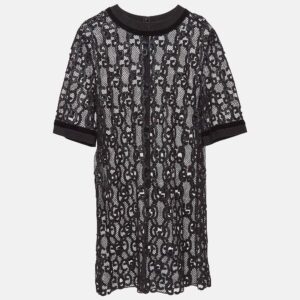 Gucci Black GG Macrame Lace Short Dress M