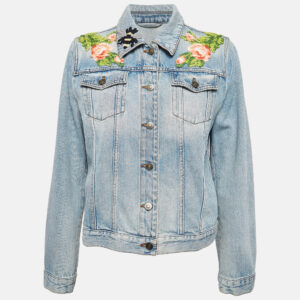 Gucci Blue Embroidered Denim Jacket M