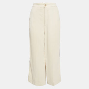 Gucci Cream Crepe Contrast Tape Detail Trousers L