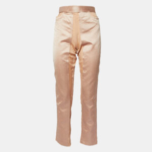 Gucci Nude Pink Silk Belt Detail Trousers M