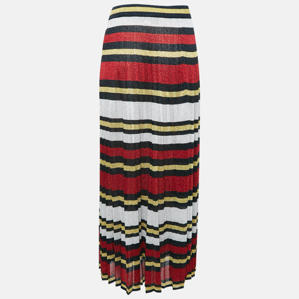 luxury-women-gucci-used-clothes-p1077018-006 Gucci Multicolor Strip Lurex Knit Maxi Skirt M
