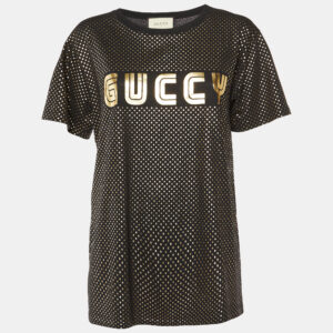Gucci Black Guccy Star Print Cotton Crew Neck T-Shirt S