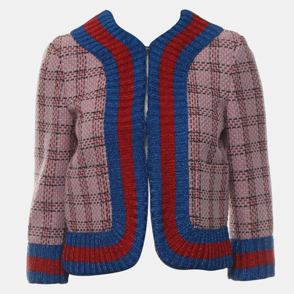 luxury-women-gucci-used-clothes-p1090624-007 Gucci Multicolor Tweed Metallic Cardigan IT Women 40