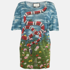 Gucci Multicolor Printed Linen Knit Top XS