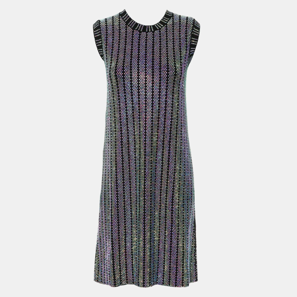 luxury-women-gucci-used-clothes-p1101064-002 Gucci Multicolor Crystal Embroidered Rib Knit Dress M