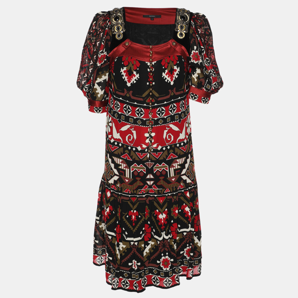 Gucci Multicolor Printed Viscose and Silk Vintage Mini Dress M
