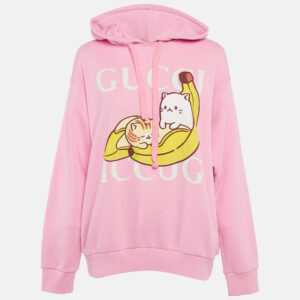 Gucci Pink Banana Print Cotton Hoodie XS