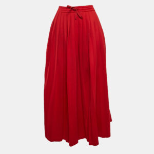 Gucci Red Cotton Blend Knit Pleated Maxi Skirt L