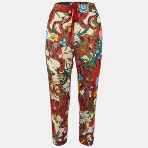 Gucci Multicolor Floral Print Jersey Logo Tape Trimmed Trackpants S