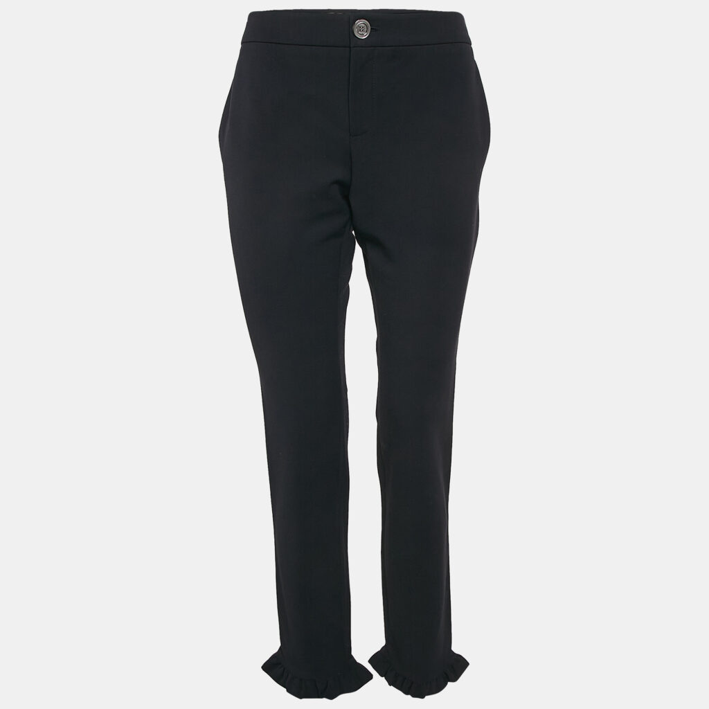 luxury-women-gucci-used-clothes-p1140741-002 Gucci Navy Blue Cotton Ruffled Hem Trousers L