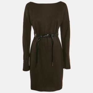 Gucci Brown Knit Belt Detail Mini Dress M