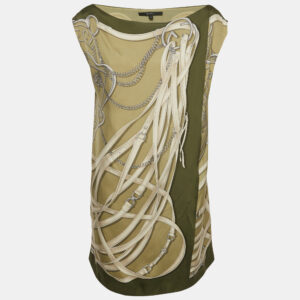 Gucci Green Equestrian Print Silk Mini Wrap Dress M